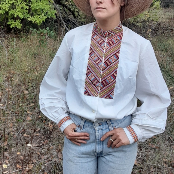 Embroidered Folk Peasant Shirt - Picture 2 of 4